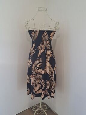 Women's Tropical Print Vacation Summer Lightweight Strapless Dress, Size XXL.